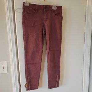 Just Black zipper jeggings maroon